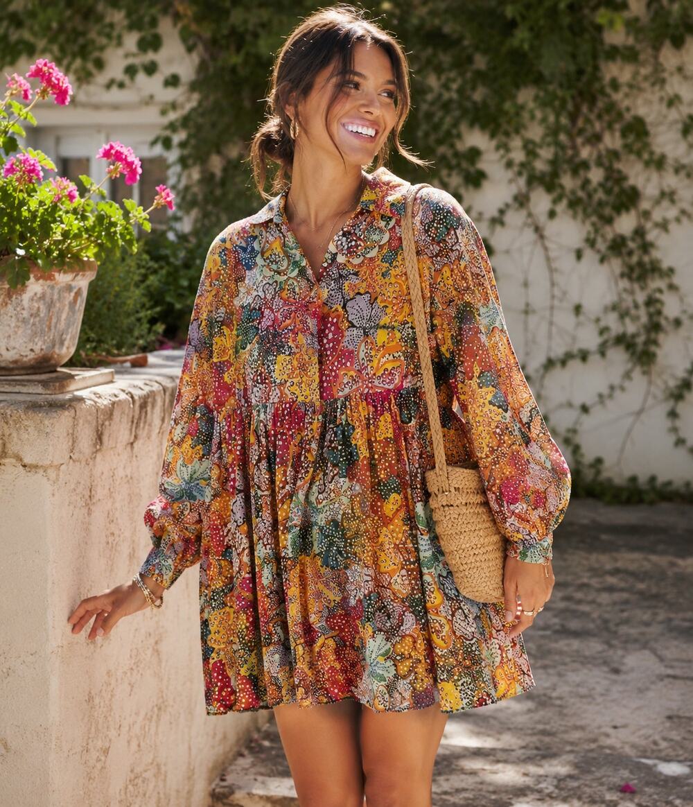 Kika Vargas x Target SZ S Anemone Floral Mini Dress Oversized